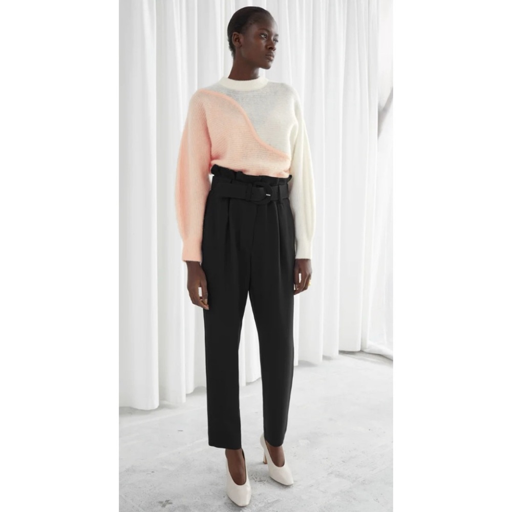 & Other Stories Belted Paperbag Waist Trousers, Size 6
